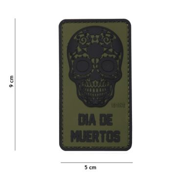 Rubber Patch " Dia de Muertos " , beige | 50 x 90 mm