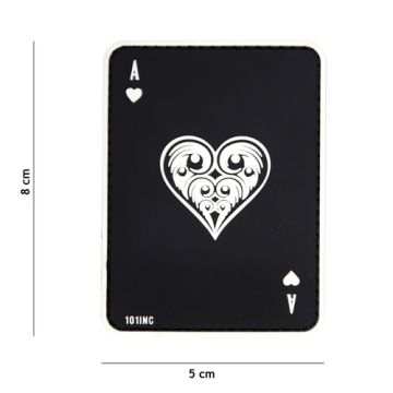 Rubber Patch Herz Ass schwarz, Größe 50 x 80 mm