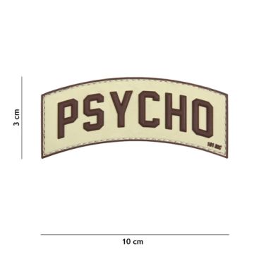 Rubber Patch " Psycho " , beige | 100 x 30 mm