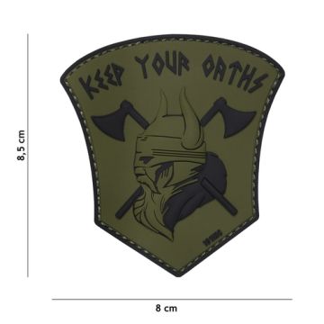 Rubber Patch " Keep your Oat" oliv, Größe 80 x 85 mm