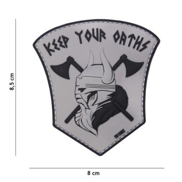 Rubber Patch " Keep your Oaths" beige, Größe 80 x 85 mm