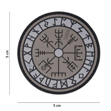 Rubber Patch " Wikinger Symbol" grau, Ø 50 mm