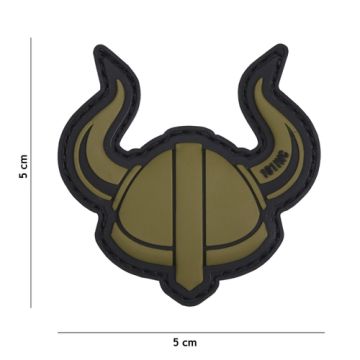 Rubber Patch " Wikinger Helm " oliv, Gr. 50 x 50 mm