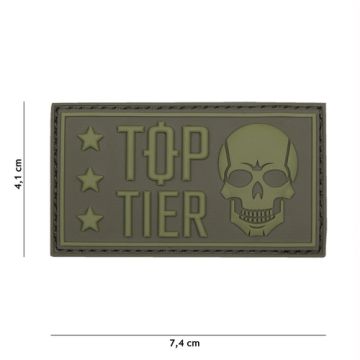 Rubber Patch " Top Tier " OLIV, Größe 74 x 41 mm