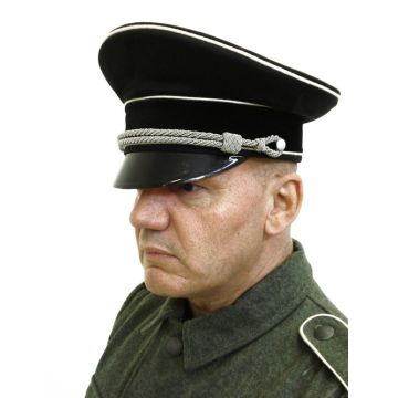 Schutzstaffel Schirmmütze Offiziere - REPRO - Schwarz - 100% Wollfilz - Nr. WH4568