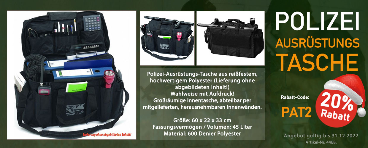 Auf vielfachen Wunsch .. unsere beliebte Polizei-Ausrüstungs-Tasche (mit oder ohne Aufdruck) - 20% Rabatt mit Gutschein-Code PAT2